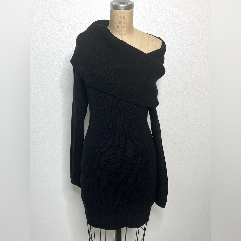 H&M Basic Knit Black Sweater Dress size M Y2K